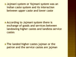 jajmani system examples and definition