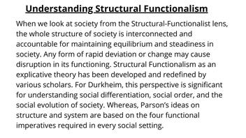 following the structural functional approach the family